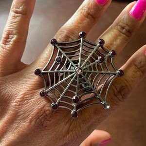 Halloween Spider web jeweled ring